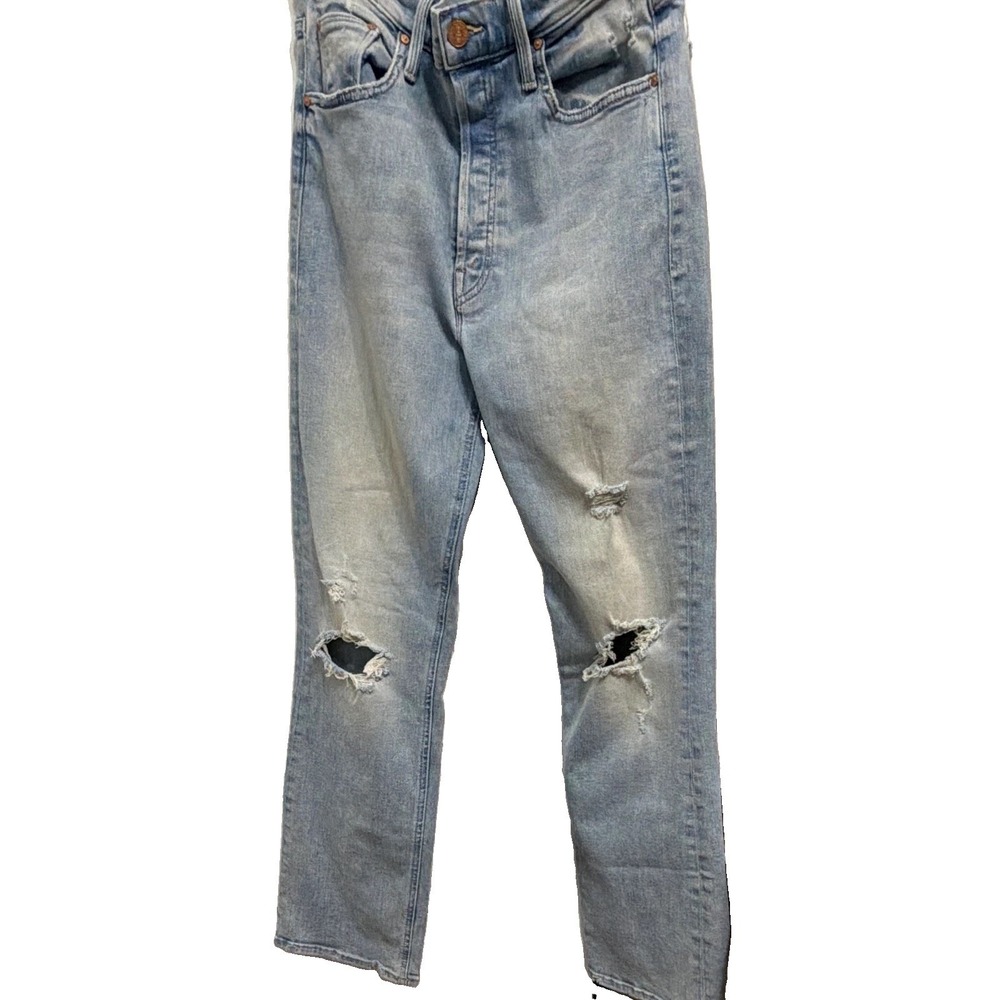 MOTHER The Tripper Womens Straight Jeans Light Wash Distressed Denim Cotton 28